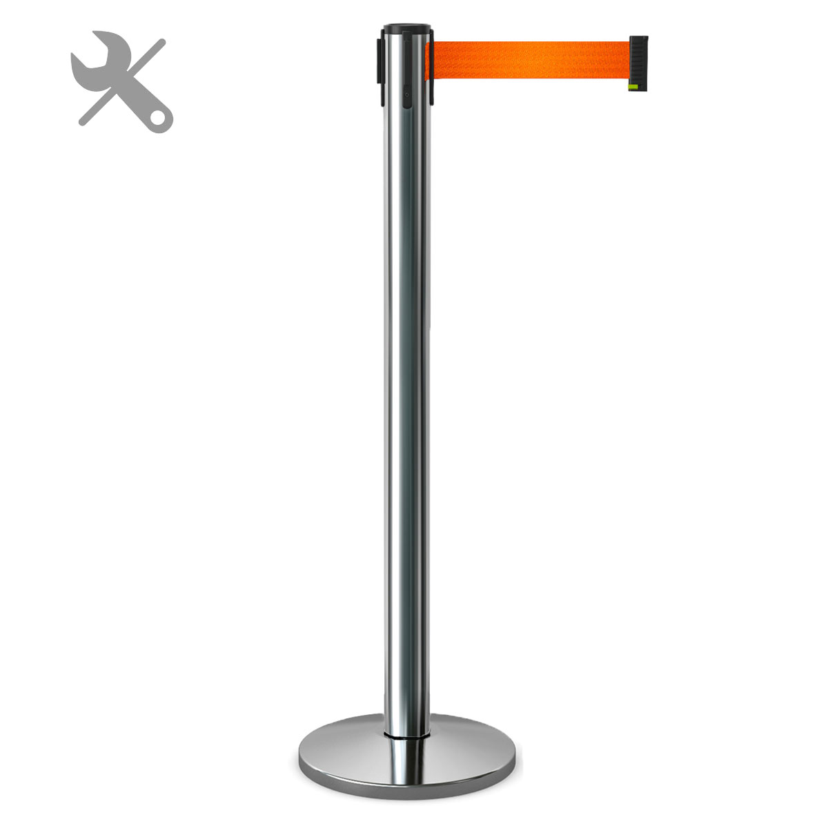 Стойка ограждения с вытяжной лентой 3 метра оранжевая BarrierBelt® 81 Professional
