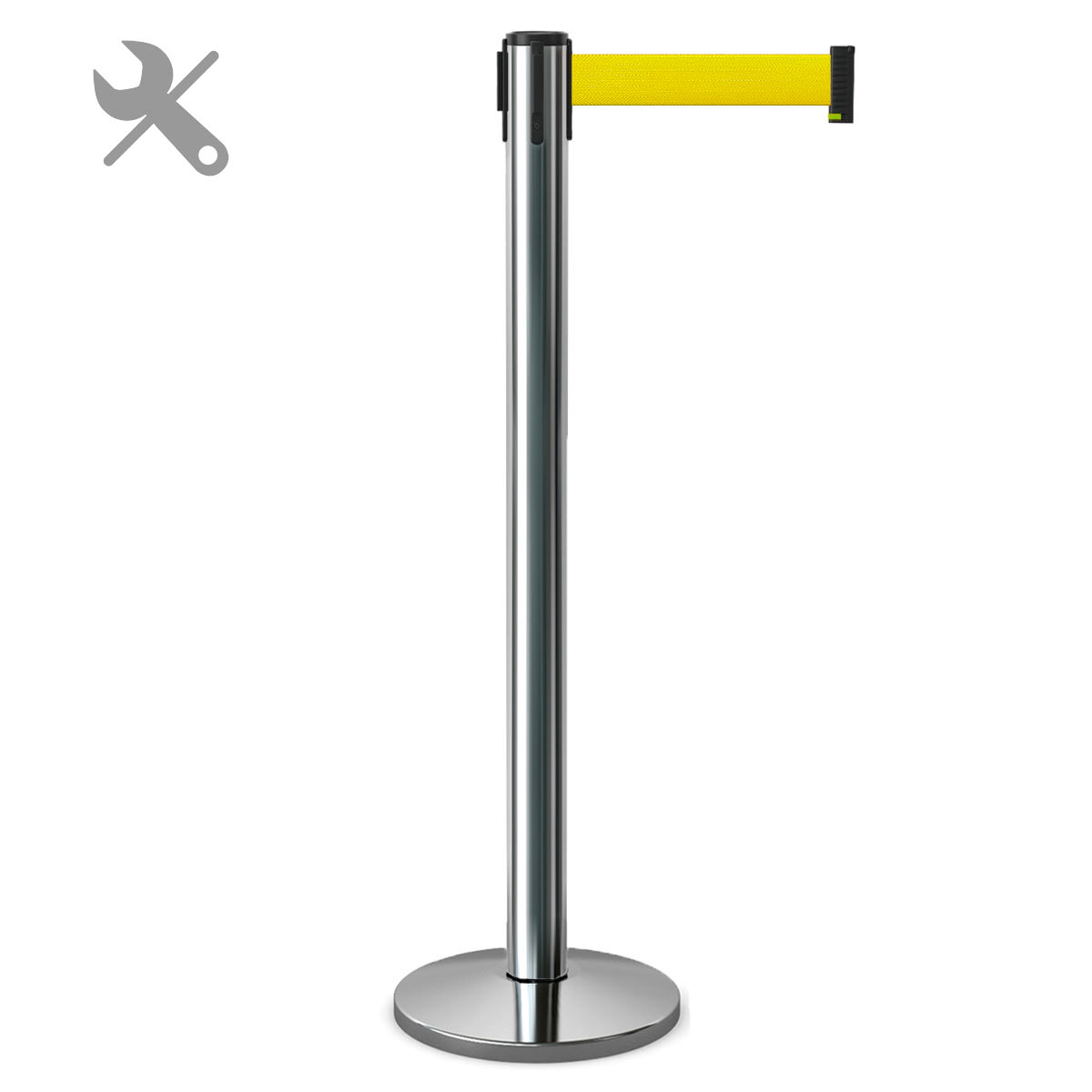 Стойка ограждения с вытяжной желтой лентой 3 метра BarrierBelt® 81 Professional